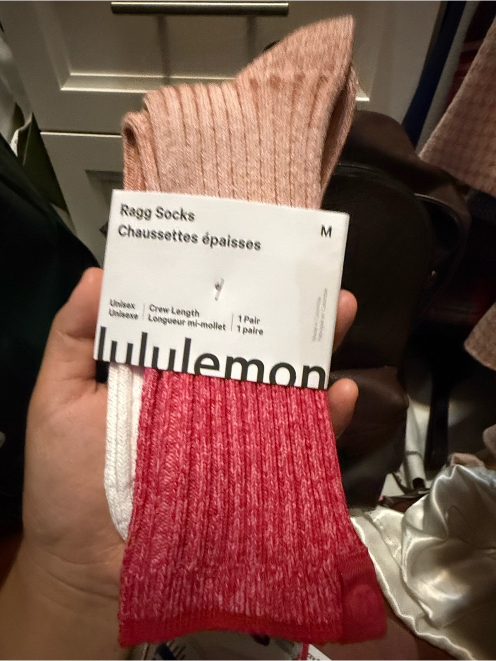 lululemon athletica Ragg Crew Socks - Pink / Red M